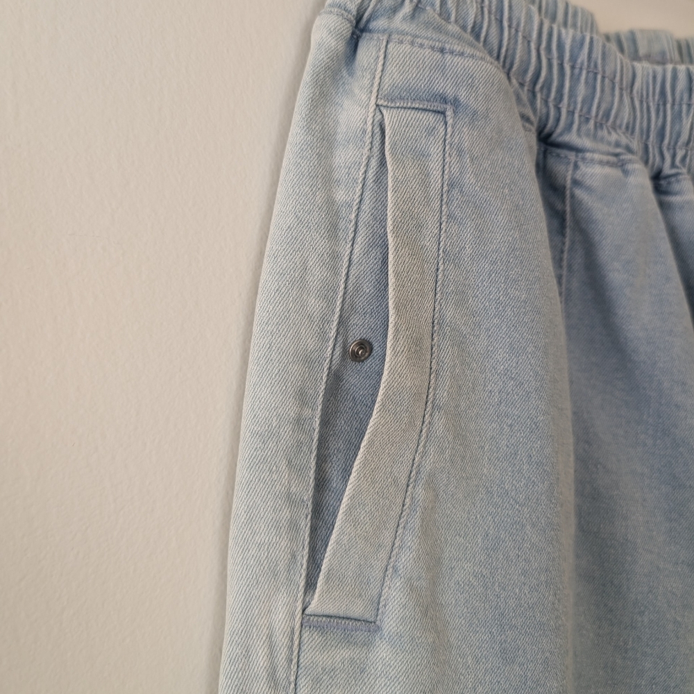 Adidas Always Original Denim Track Pants Jeans Wide Leg Light Blue Wash Small - Picture 13 of 17